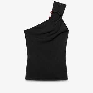 Zara Asymemetric Appliqué Knit Top